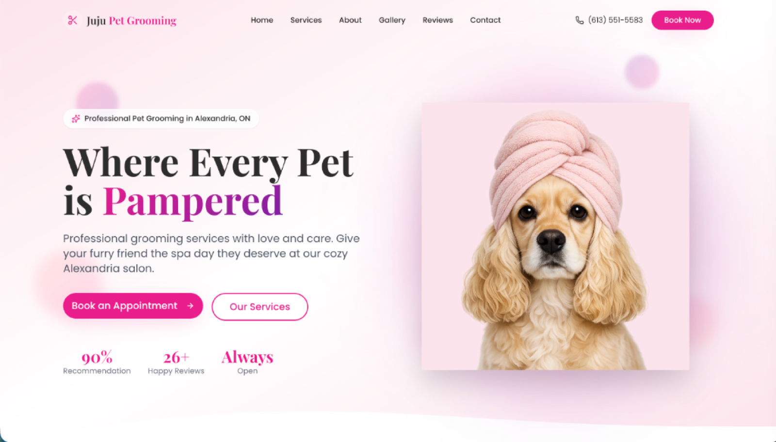 Juju Pet Grooming booking website