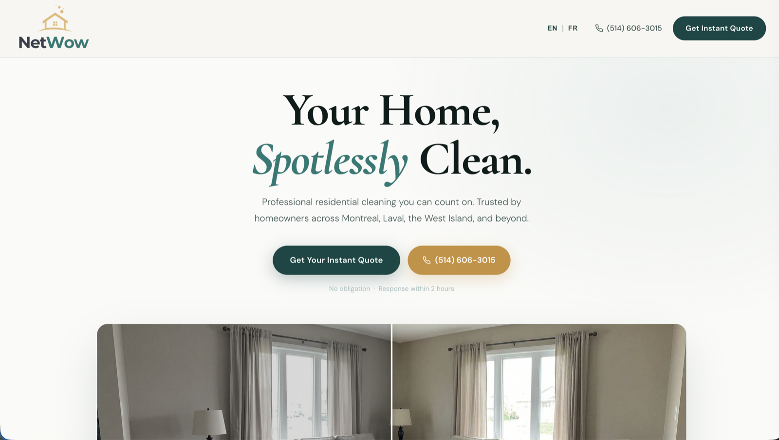 NetWow bilingual cleaning company website