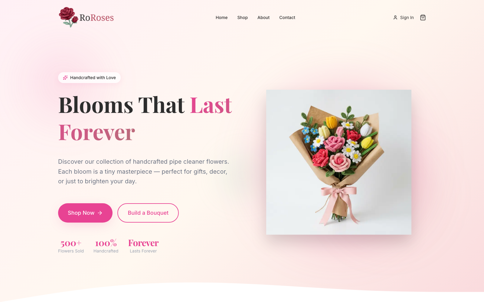 RoRoses handmade flower shop website